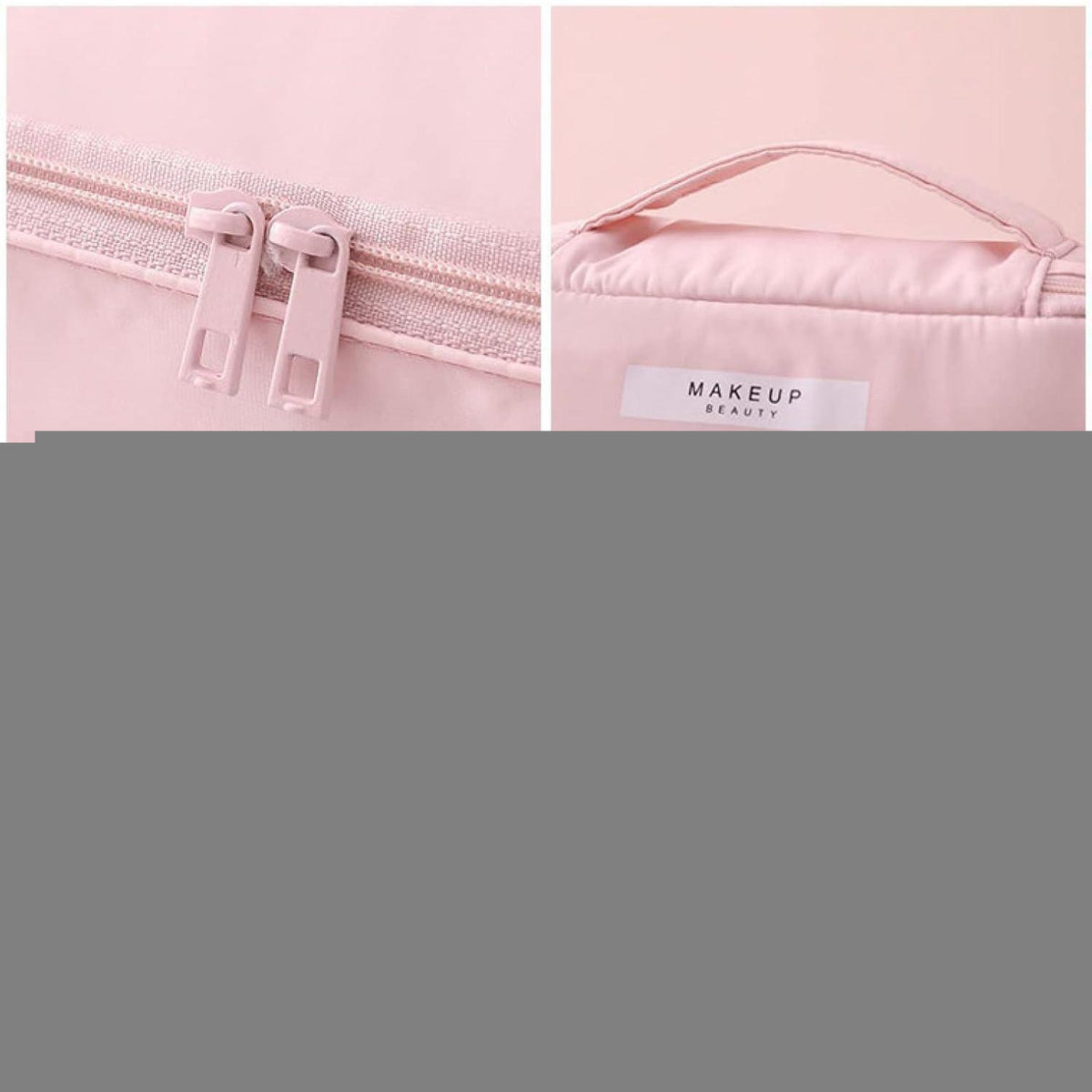 Kosmetiktasche wasserdicht mit Pinselhalter, Rosa, Groß + Klein