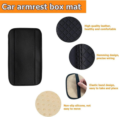 Leder Armlehnenkissen für Autos Mittelkonsole Bezug Schwarz