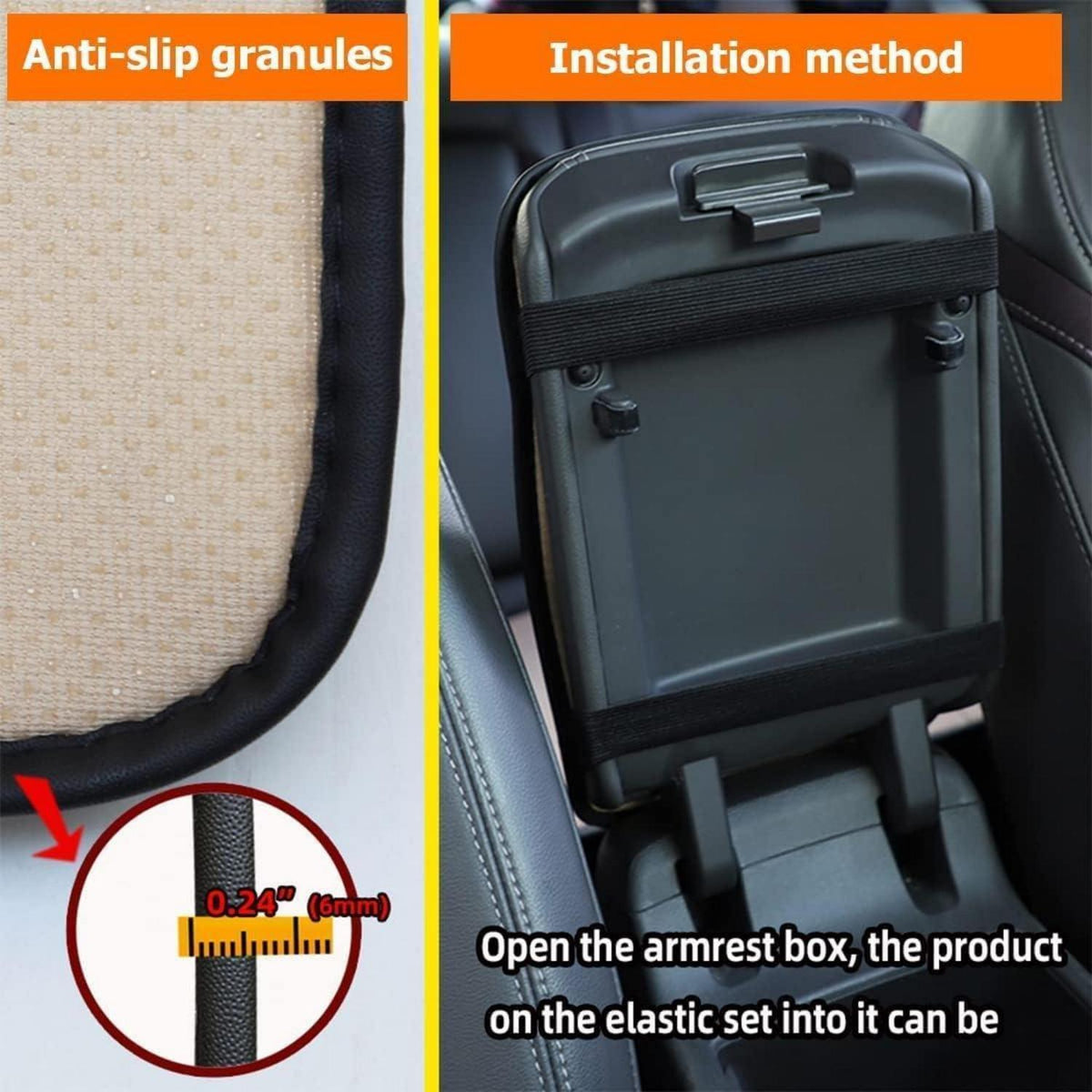Armlehnenkissen Grau für Auto Mittelkonsole in Lederoptik