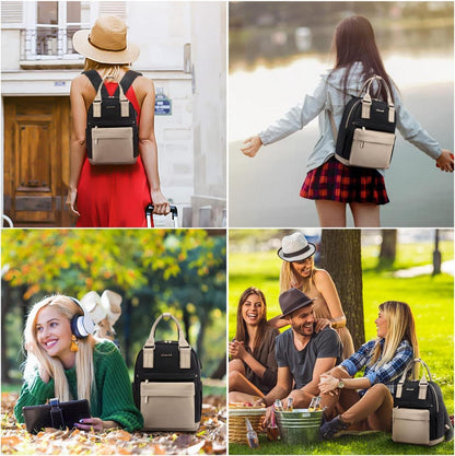 Damen Rucksack Klein Wasserdicht USB Ladeanschluss Schwarz