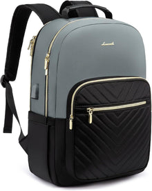 Laptoprucksack Damen 15.6 Zoll USB Ladeanschluss Grau Schwarz