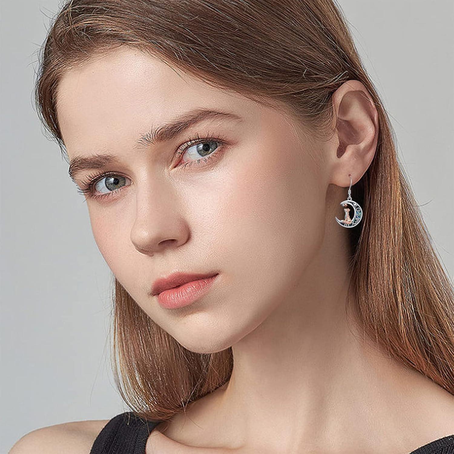 Fuchs Ohrringe Sterling Silber Mond Abalone Ohrhänger