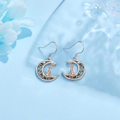 Fuchs Ohrringe Sterling Silber Mond Abalone Ohrhänger Tier Geschenke