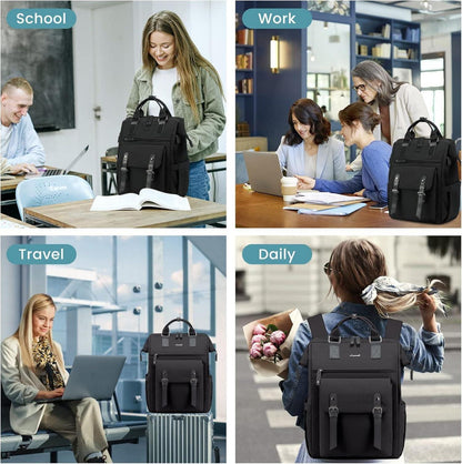 Damenrucksack 18 Zoll Groß Wasserdicht Schwarz Handgepäck LOVEVOOK