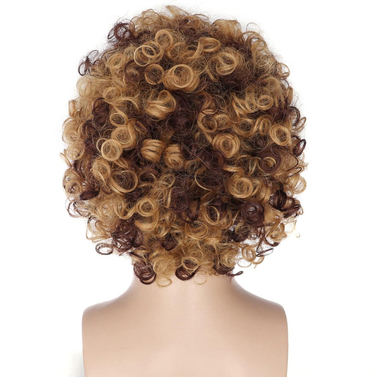 70er Jahre Disco Perücke mit Schnurrbart & Kette – Afro Perücke Blond/Schwarz