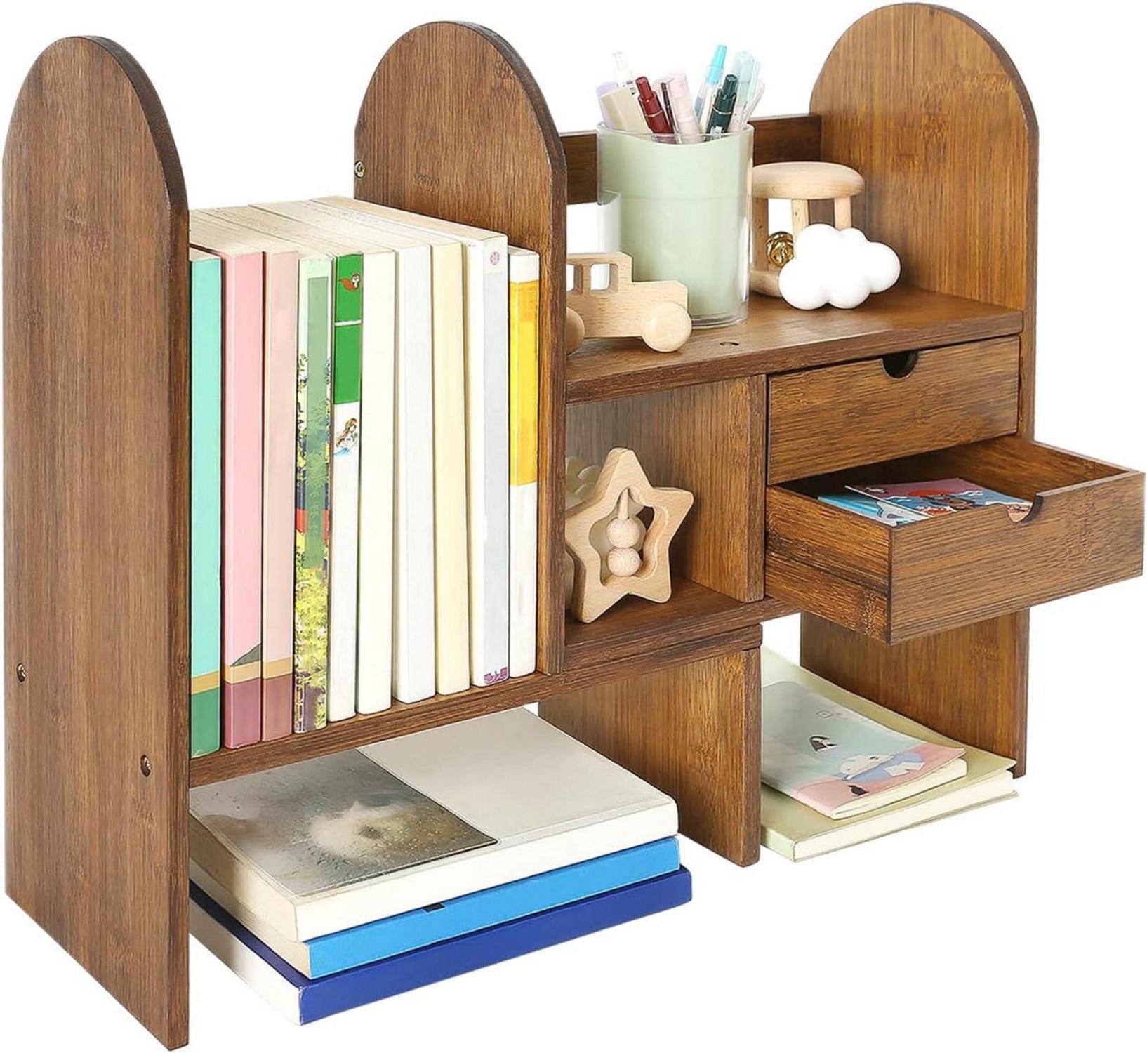 Kleines Bambus Bücherregal Schreibtisch Organizer verstellbar
