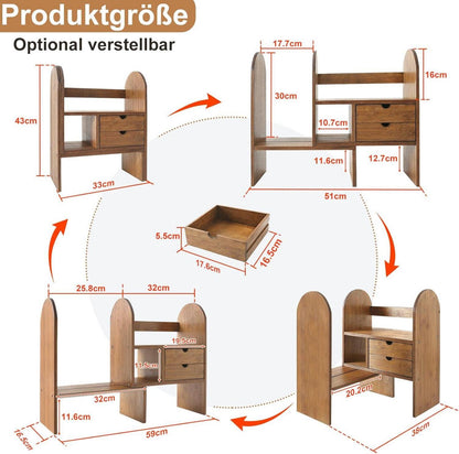 Kleines Bambus Bücherregal Schreibtisch Organizer verstellbar