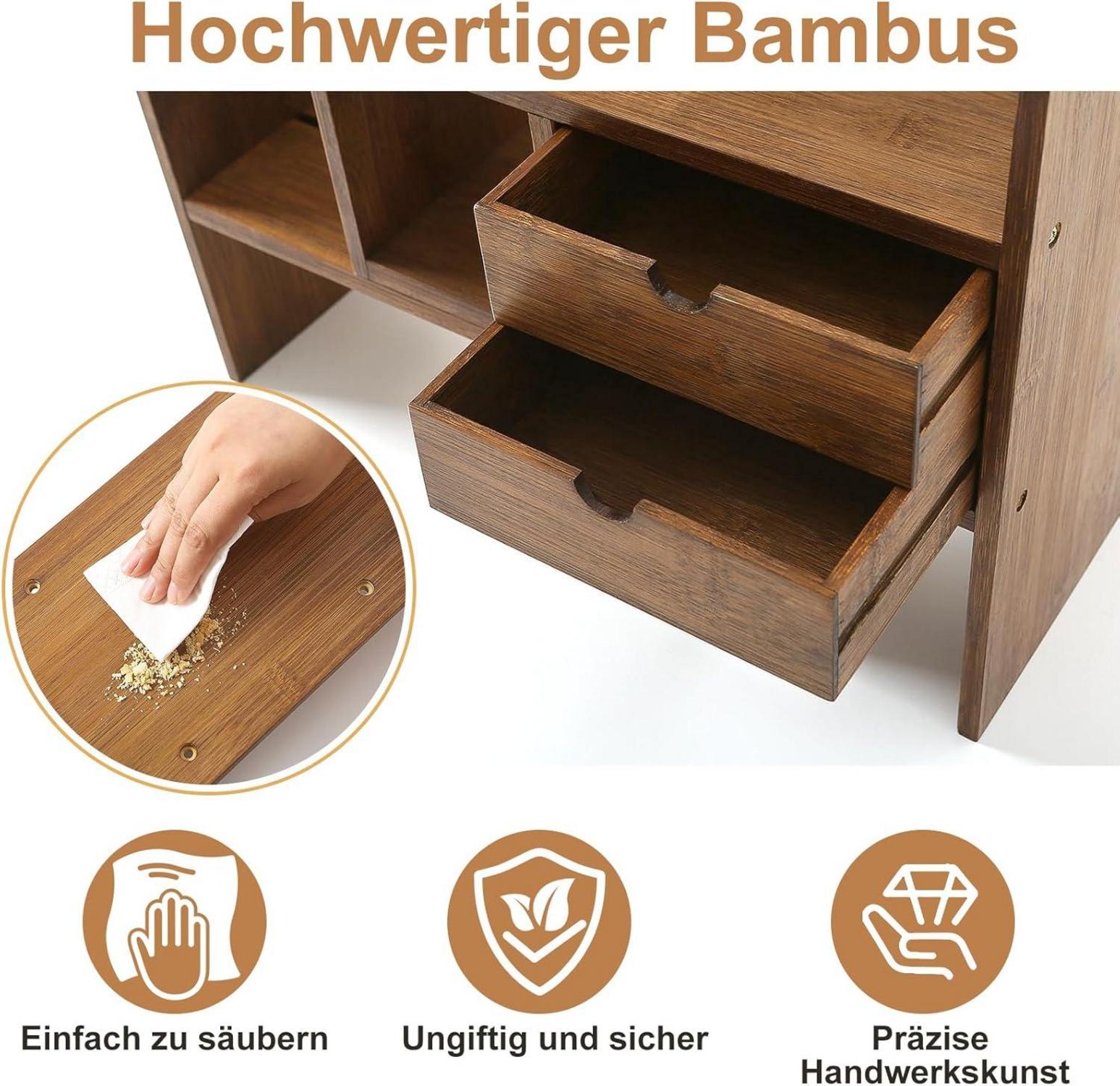 Bücherregal Klein Holz Verstellbarer Tisch Regal Organizer Bambus Braun