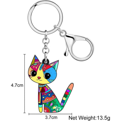 Acryl Katze Schlüsselanhänger - Farn Design für Damen