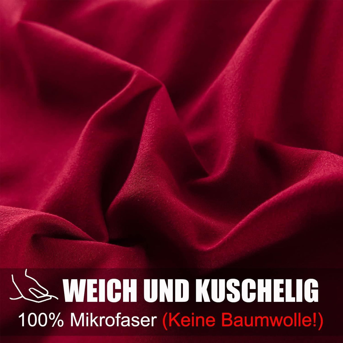 Soifox Bettwäsche 200x200 Rot weich bügelfrei 2-tlg. Set