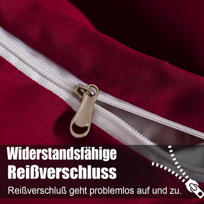 Bettwäsche Set 200x200 Rot Daunenbezug 80x80 Kissenbezug 2er Set mit