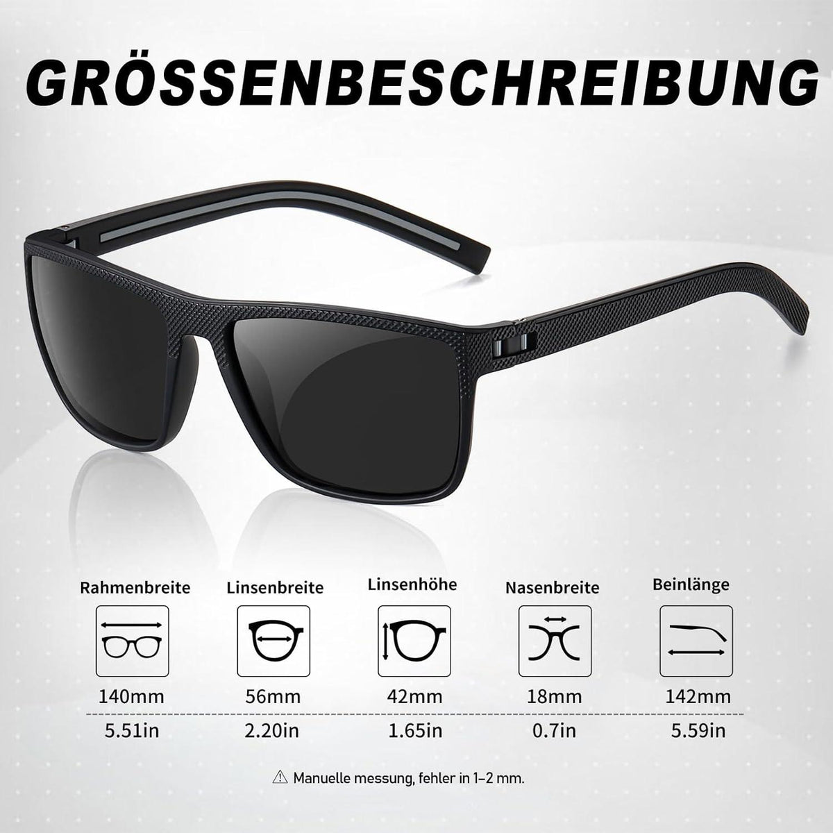 Polarisierte Retro-Sonnenbrille Herren Damen UV400 Schutz