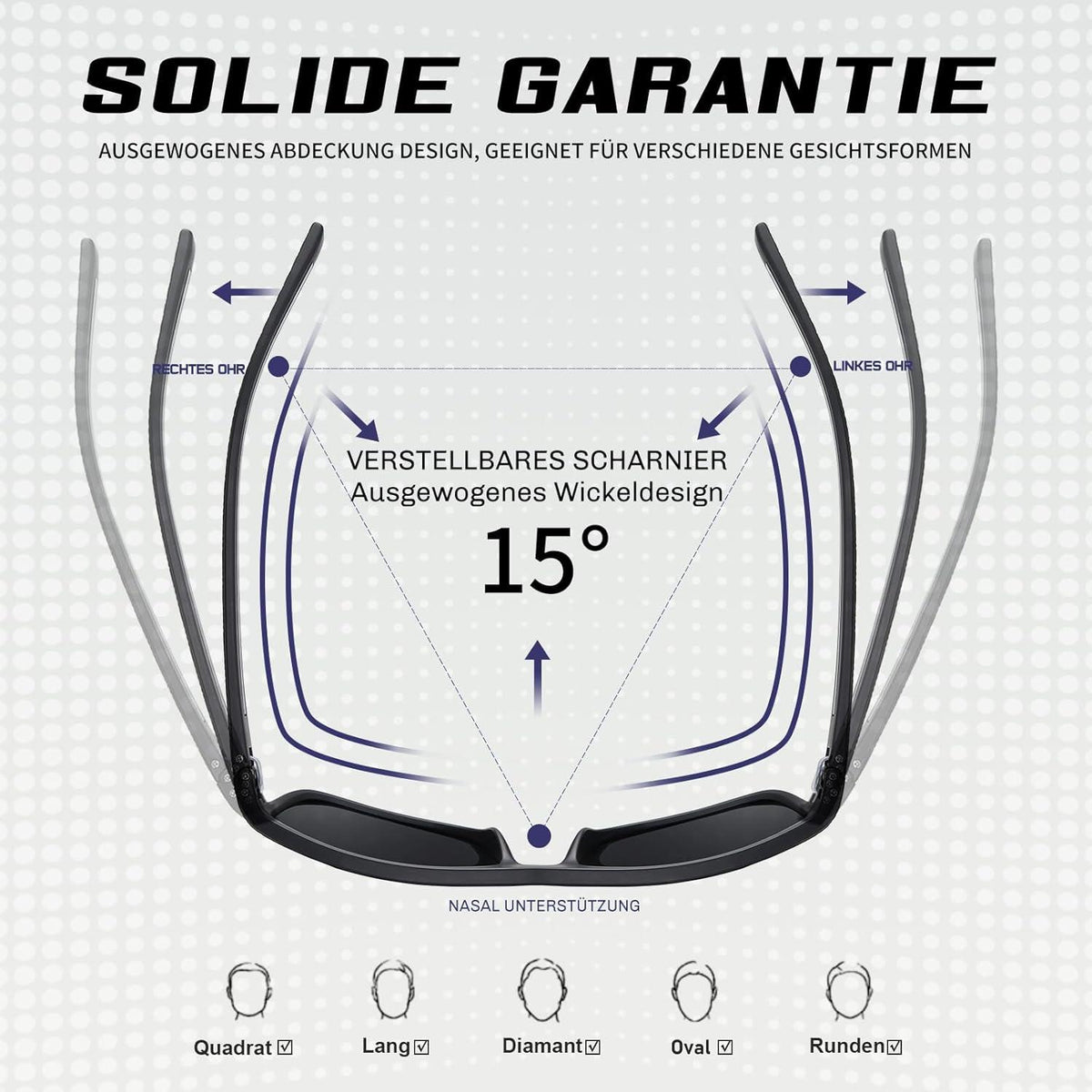 Polarisierte Sonnenbrille Herren Damen UV400 Sport Schwarz