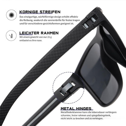Polarisierte Sonnenbrille Herren Damen Schwarz Retro UV400 Outdoor