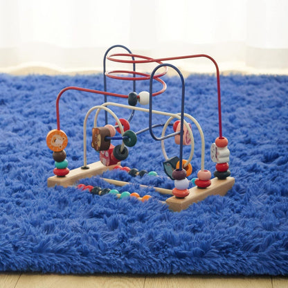 Weicher Hochflor Teppich Blau 80x150 cm – Shaggy Wohnzimmer Teppich