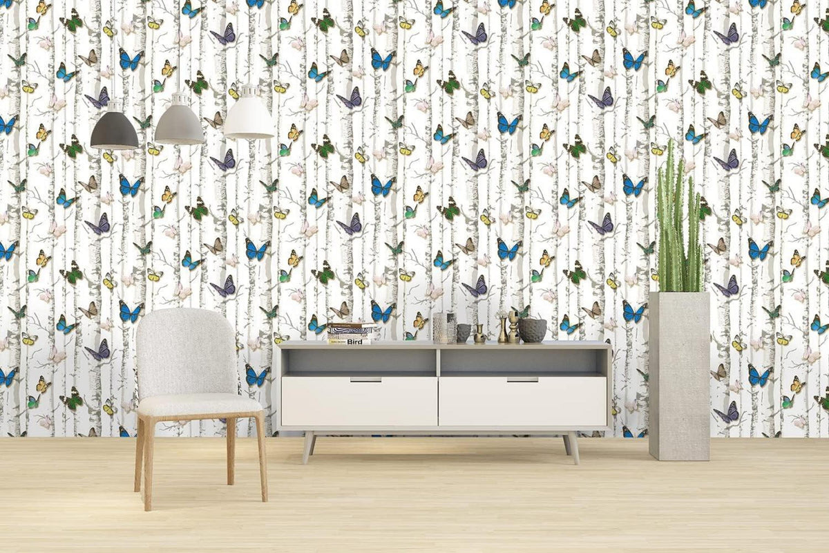Selbstklebende Schmetterling Tapete Weiß PVC Vinyl Möbelfolie 0.4W x