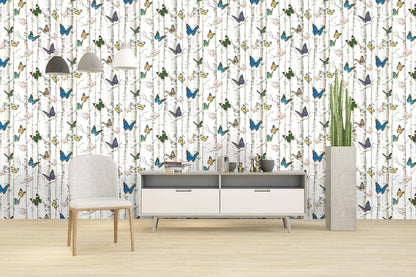 Selbstklebende Schmetterling Tapete Weiß PVC Vinyl Möbelfolie 0.4W x
