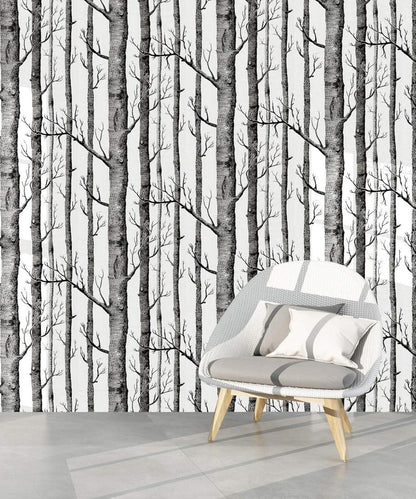 Selbstklebende Dekorfolie PVC Vinyl Weißer Birkenbaum 44x300cm