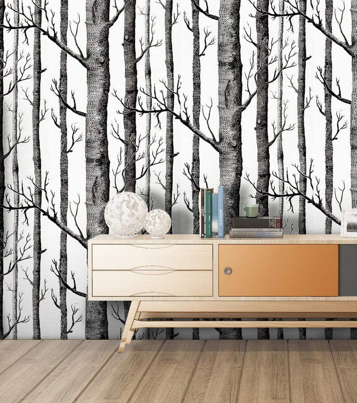 Selbstklebende Tapete Baum 44x300cm PVC Vinyl Wandaufkleber Weiße Birke