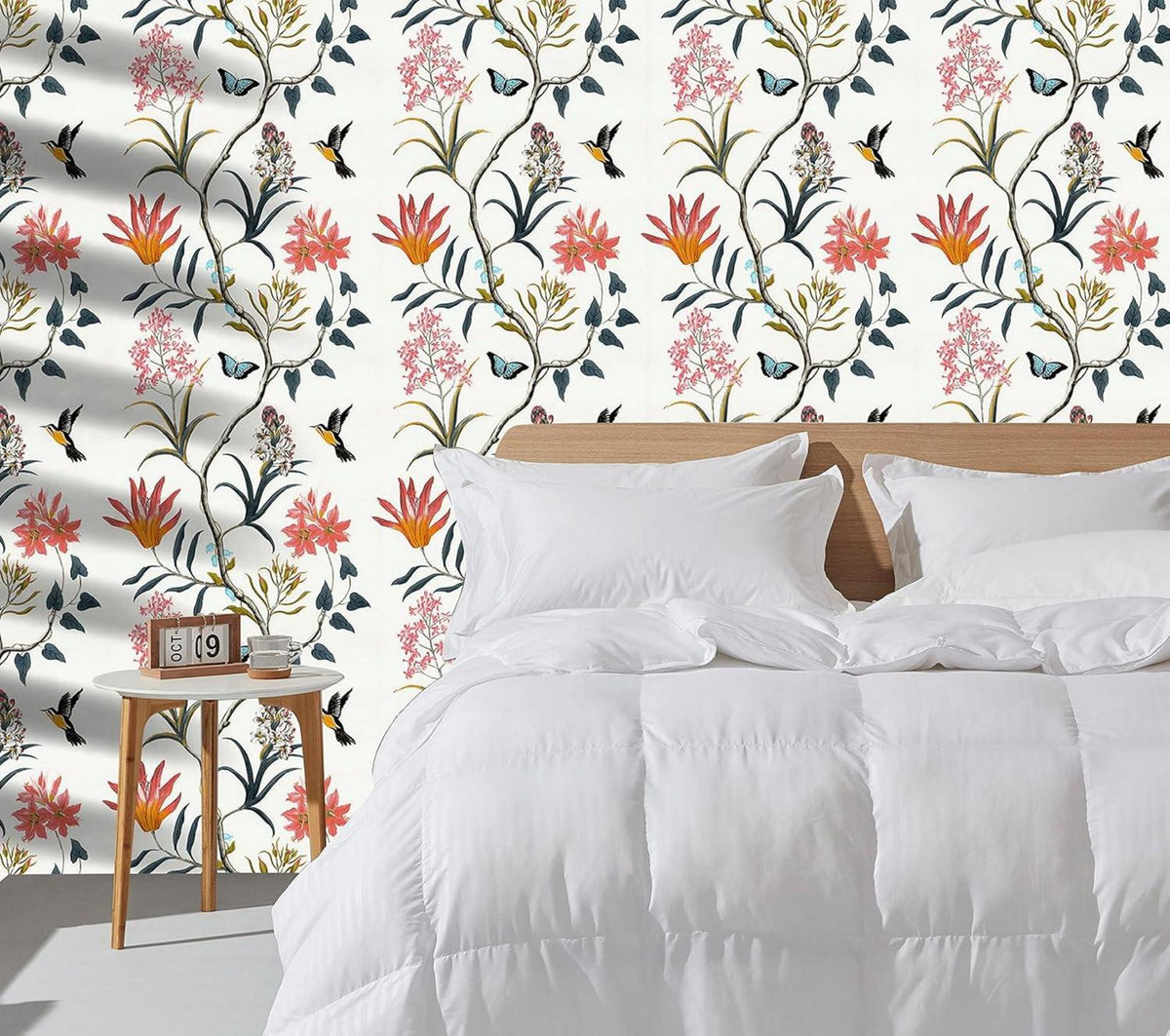 Selbstklebende Tapete Blumen Vögel PVC Vinyl Wandfolie 44cm x 300cm