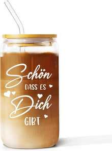 Cocktailgläser mit Deckel und Strohhalm Set 4-teilig