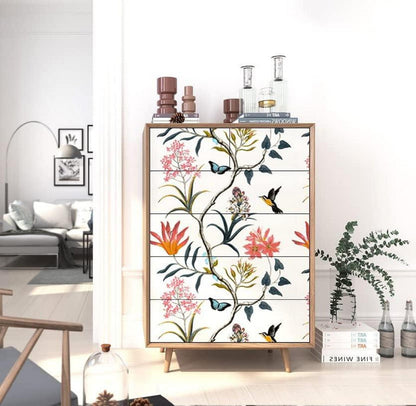 Selbstklebende Blumen und Vögel Tapete PVC Vinyl 0.4W x 6L m