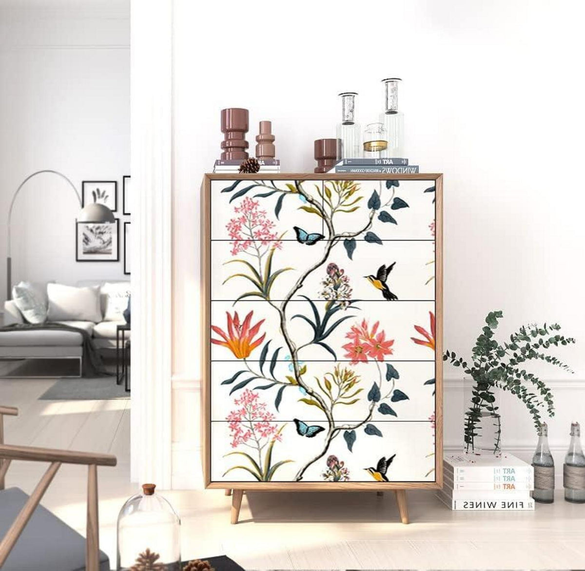 Selbstklebende Tapete Blume PVC Vinyl Wandaufkleber 0.4W x 10L m