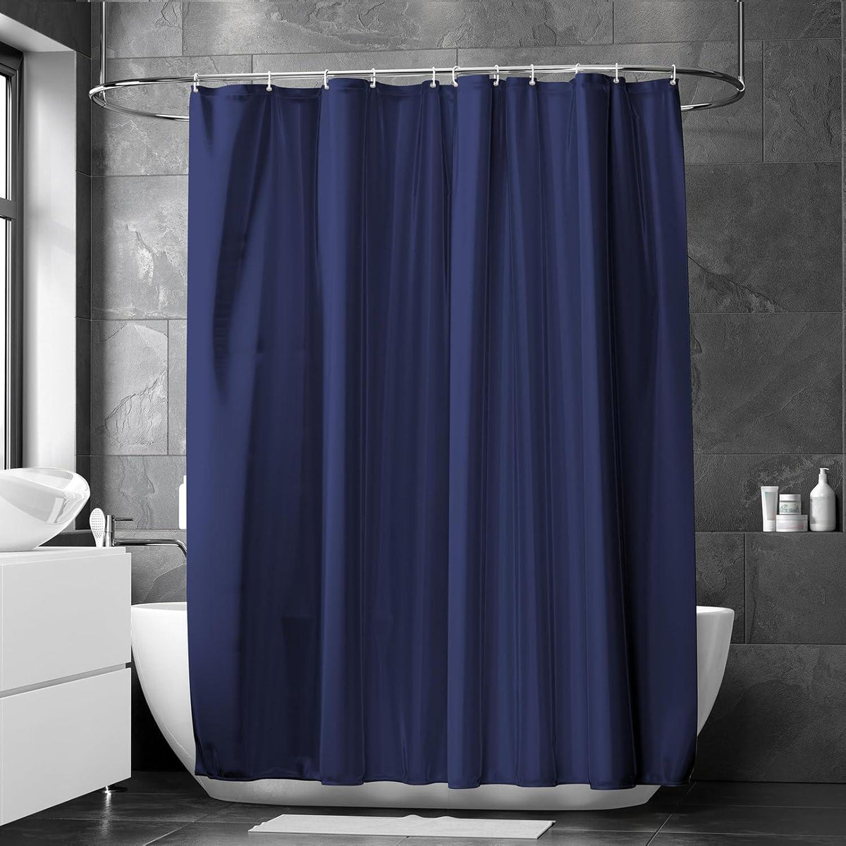 Duschvorhang 180x200 Anti-schimmel Waschbar WC Vorhang Schnelltrocknend Blau