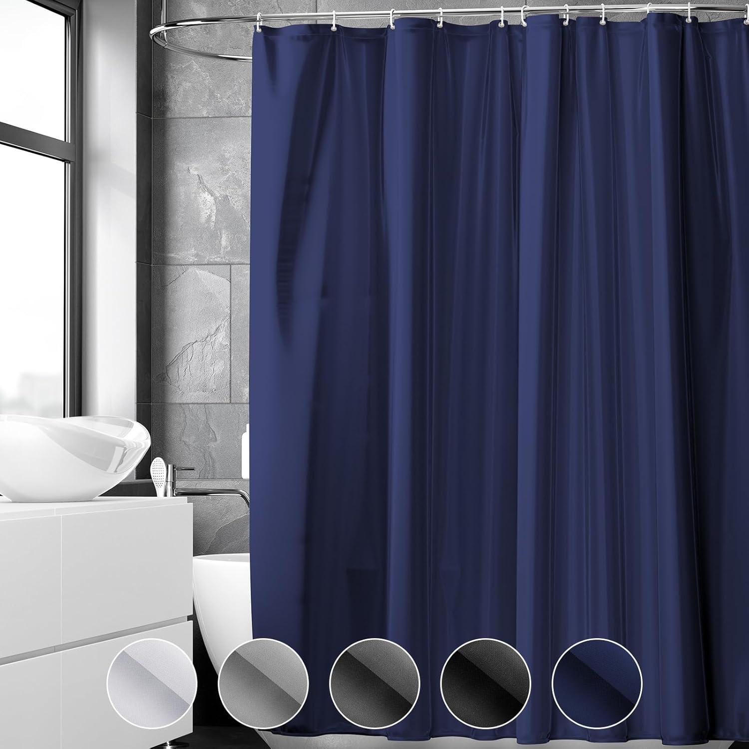 Duschvorhang Anti-schimmel PVC Textil 120x200 cm Haken Blau