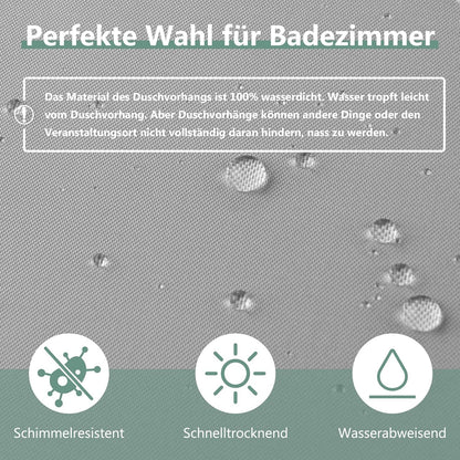 Duschvorhang 180x200cm Grau wasserdicht Anti-schimmel