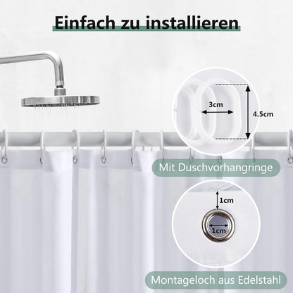 Duschvorhang 180x200 cm Anti-schimmel Waschbar Wasserabweisend