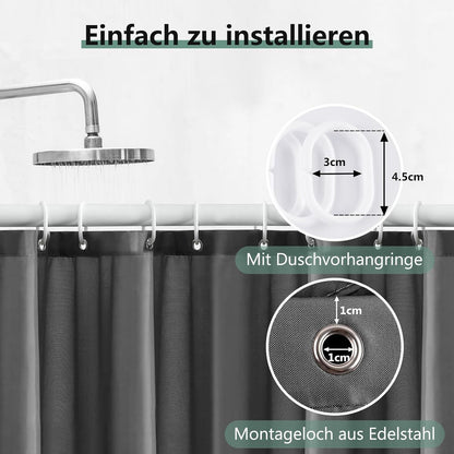 Duschvorhang 240x200 cm Anti-schimmel PVC Wasserabweisend