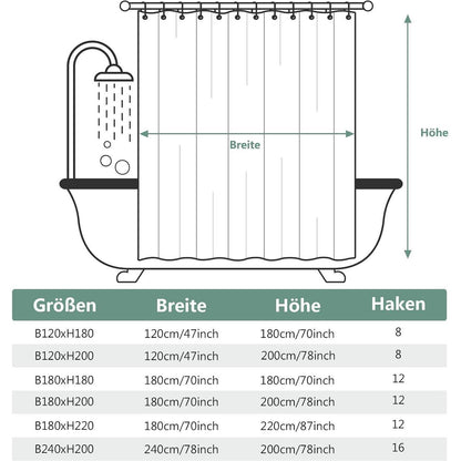 Duschvorhang Anti-Schimmel 120x180 cm Dunkelblau PVC