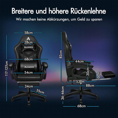 Gaming Stuhl mit 8-Punkt Massage RGB LED Schwarz