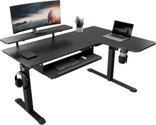 Höhenverstellbarer L-Form Schreibtisch LED Monitorständer