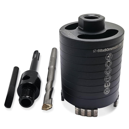 Diamantbohrkrone 68mm für Unterputzdosen mit SDS-Plus Adapter