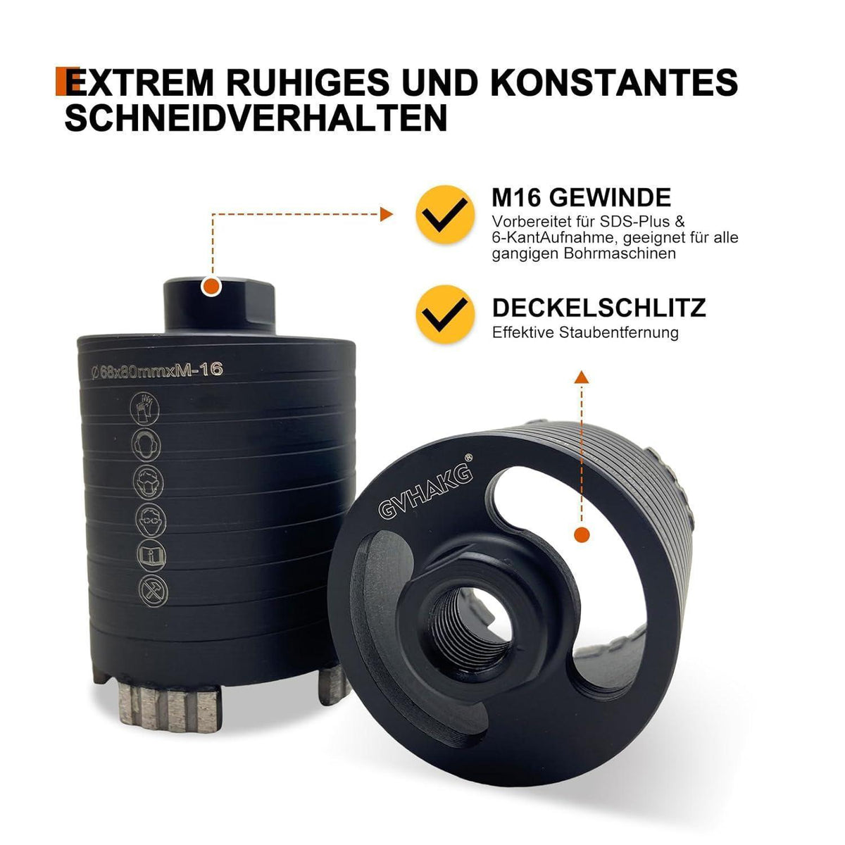 Diamantbohrkrone 68mm für Unterputzdosen mit SDS-Plus Adapter