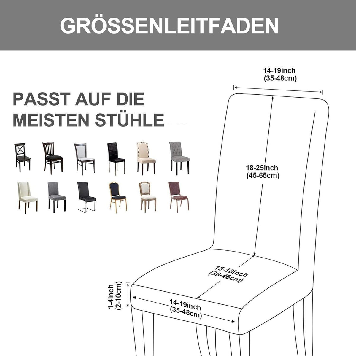 Stretch Stuhlhussen 6er Set – Beige | Abnehmbar & Waschbar