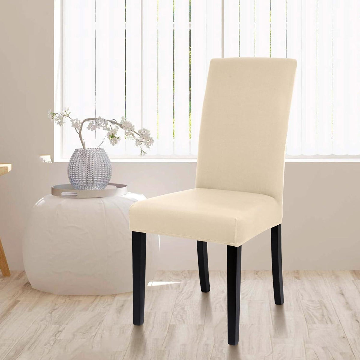 Stretch Stuhlhussen 6er Set – Beige | Abnehmbar & Waschbar