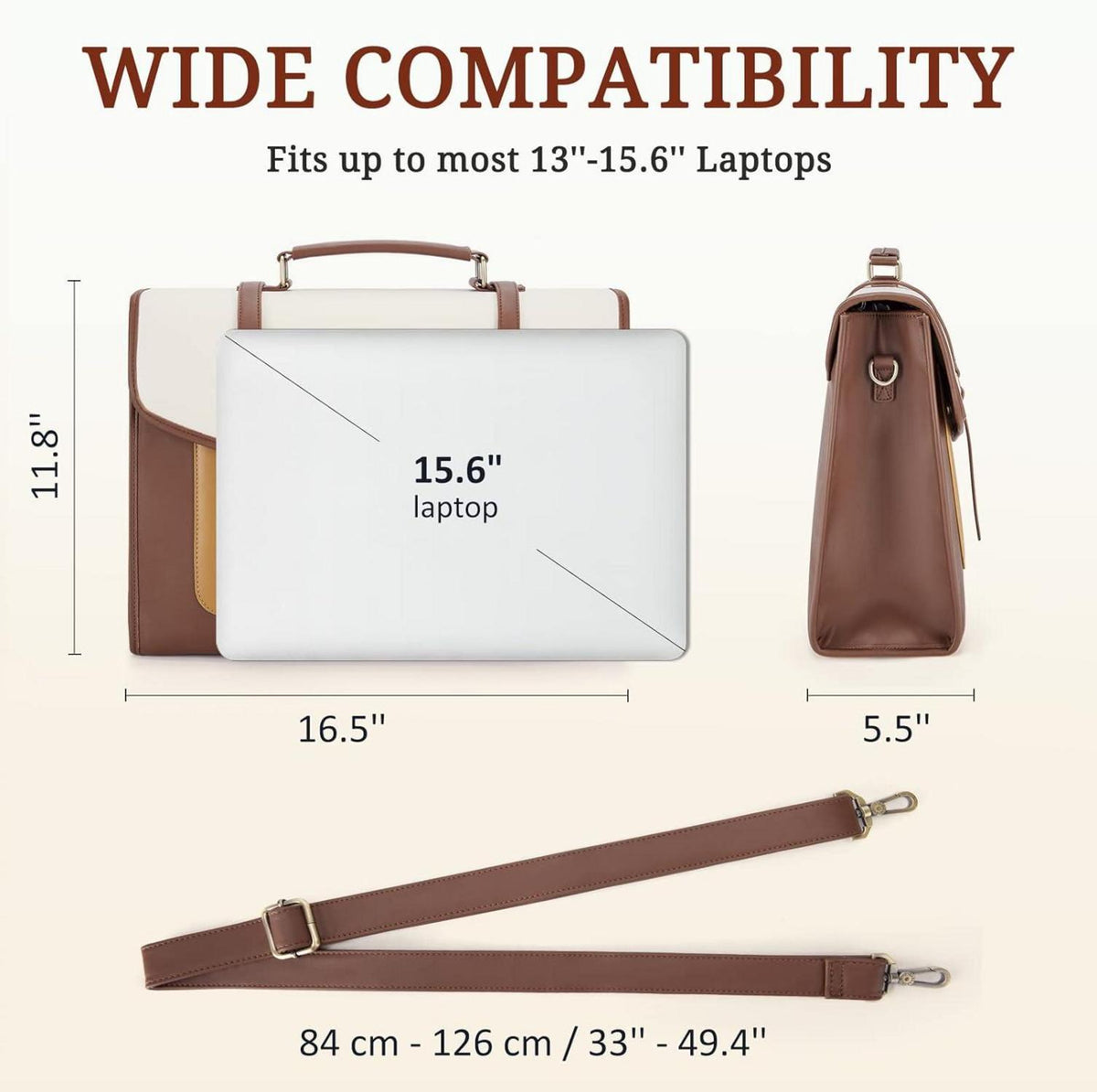 Stilvolle ECOSUSI Laptop Handtasche Damen 15,6 Zoll PU-Leder Aktentasche
