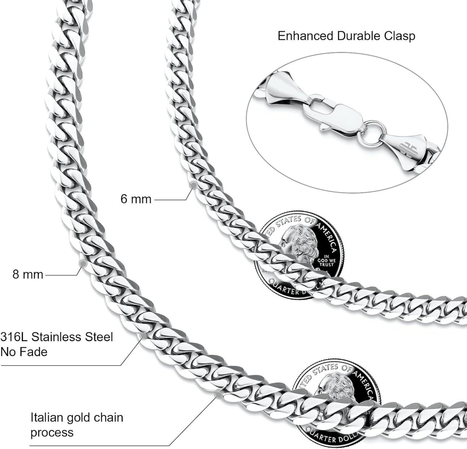 Edelstahl Panzerkette mit Diamantschliff 14K Gold Vergoldet