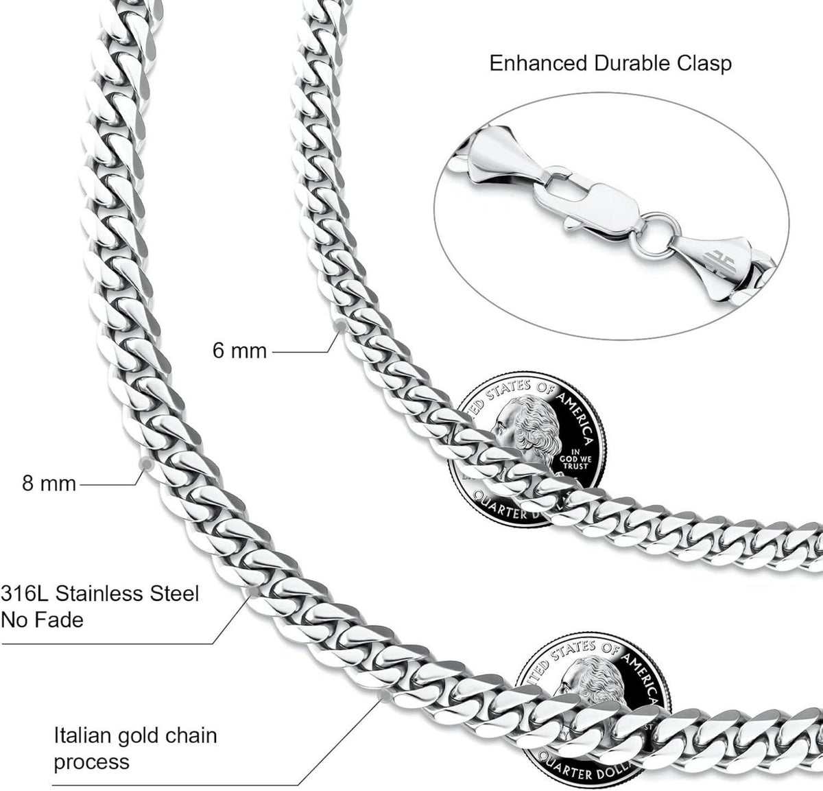 Kubanische Panzerkette 6mm Diamantschliff 14K Gold Vergoldet