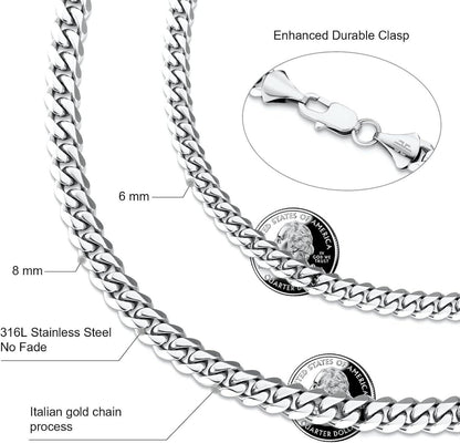 Edelstahl Panzerkette mit Diamantschliff 14K Gold
