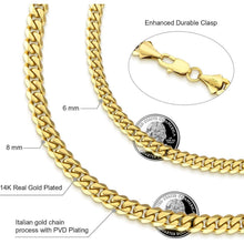 Edelstahl Panzerkette mit Diamantschliff 14K Gold Cuban Link