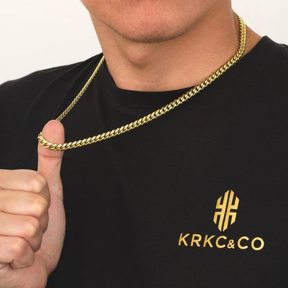 Edelstahl Panzerkette mit Diamantschliff 14K Gold Cuban Link