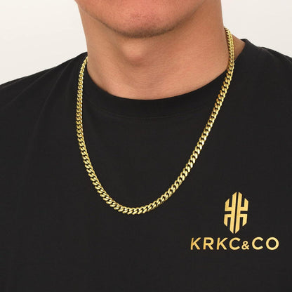 Edelstahl Panzerkette mit Diamantschliff 14K Gold Cuban Link