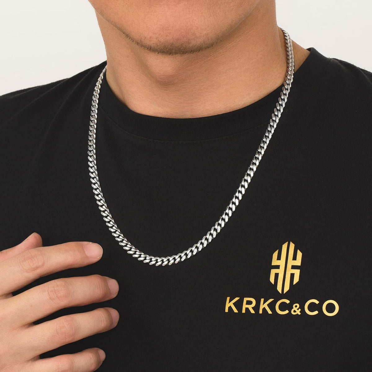 Herren Panzerkette 6mm Edelstahl Diamantschliff Gold Cuban Chain