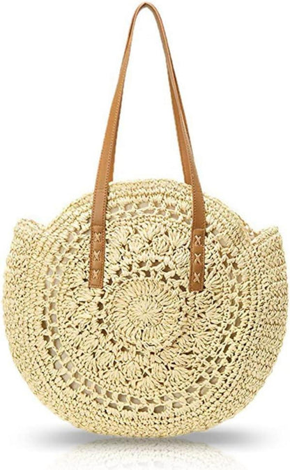 Stroh Handtasche Damen Sommer Umhängetasche Strandtasche Boho Style