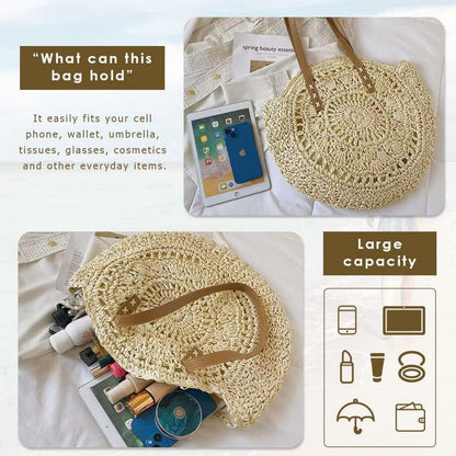 Stroh Handtasche Damen Sommer Umhängetasche Strandtasche