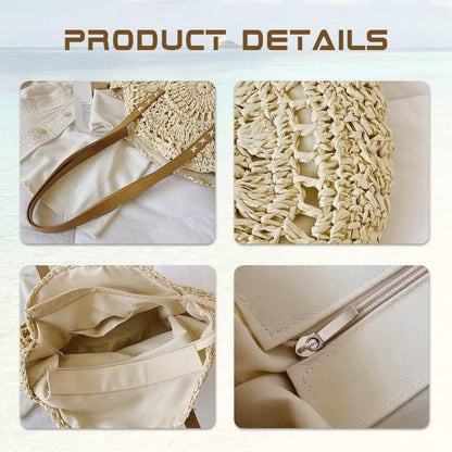 Pahajim Stroh Handtasche Damen Sommer Strandtasche 44cm Groß Boho Style